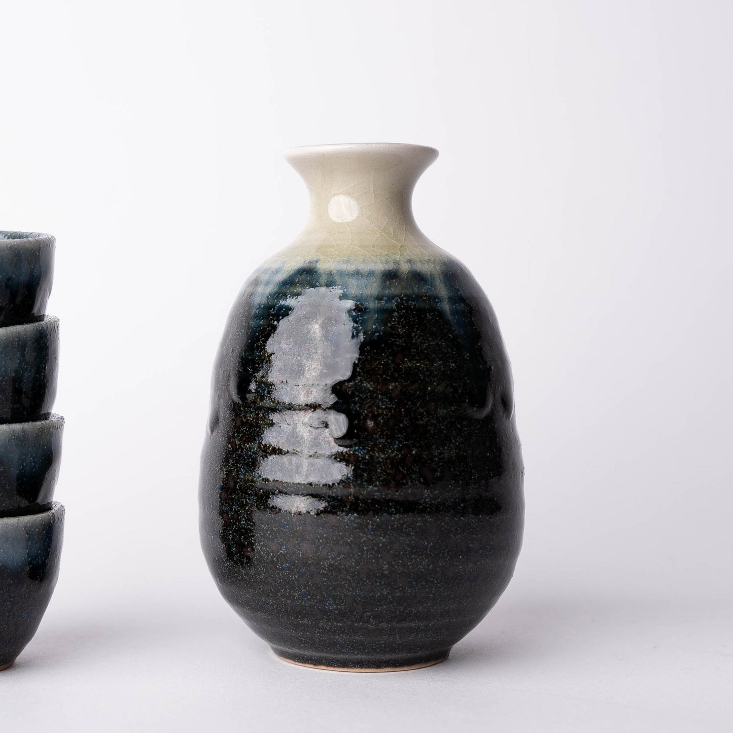 Gift Sake Set for Four 280 ml / Ink Fade Glaze