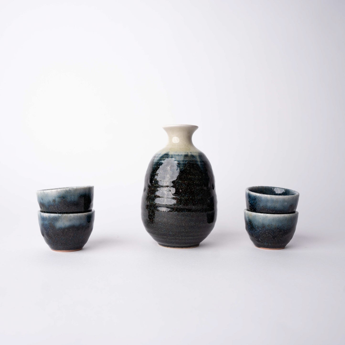 Gift Sake Set for Four 280 ml / Ink Fade Glaze