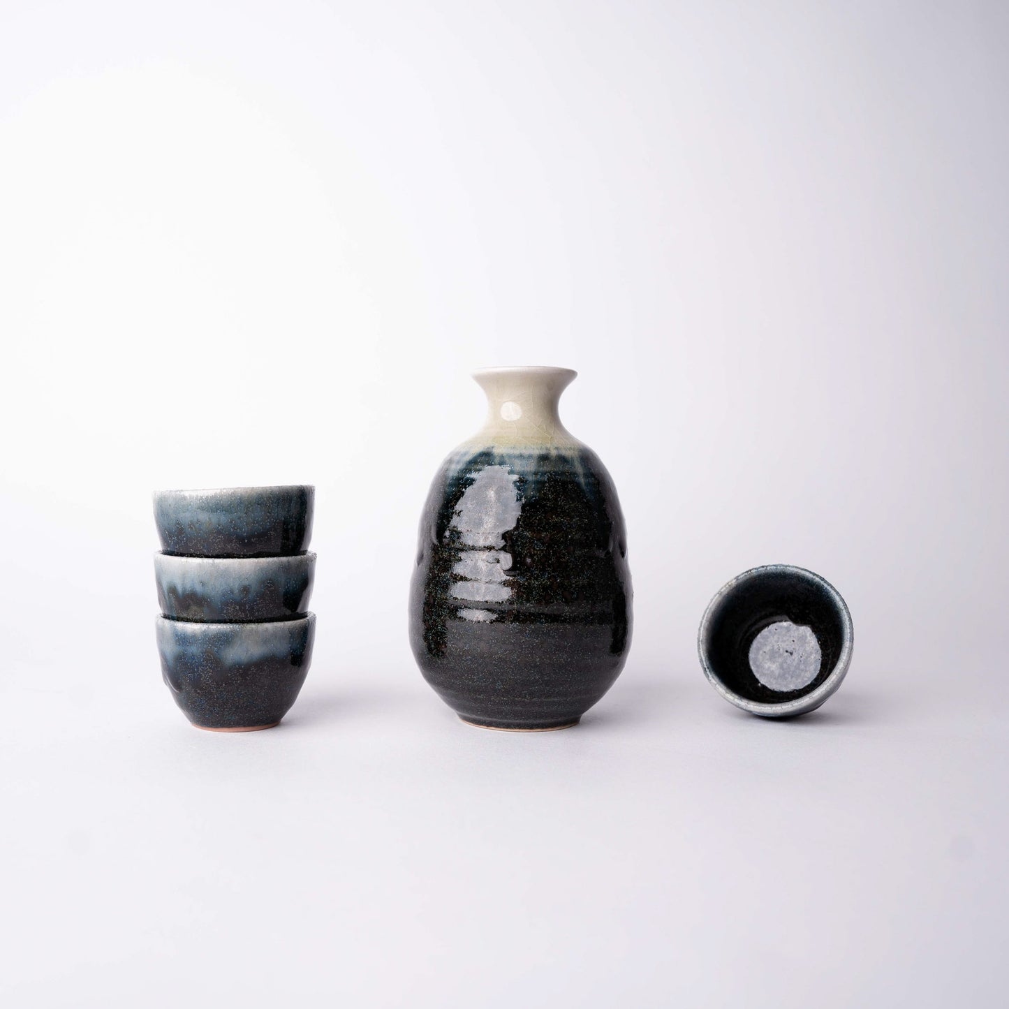 Gift Sake Set for Four 280 ml / Ink Fade Glaze