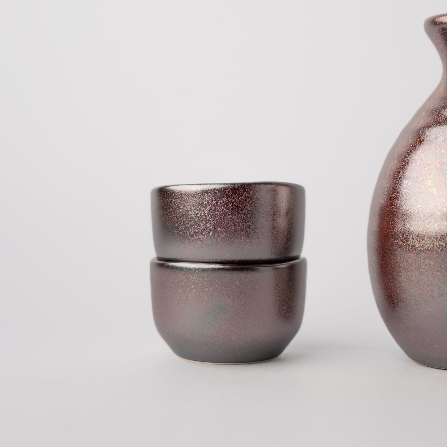 Gift Sake Set for Four 330ml / Bronzed  Red Glaze