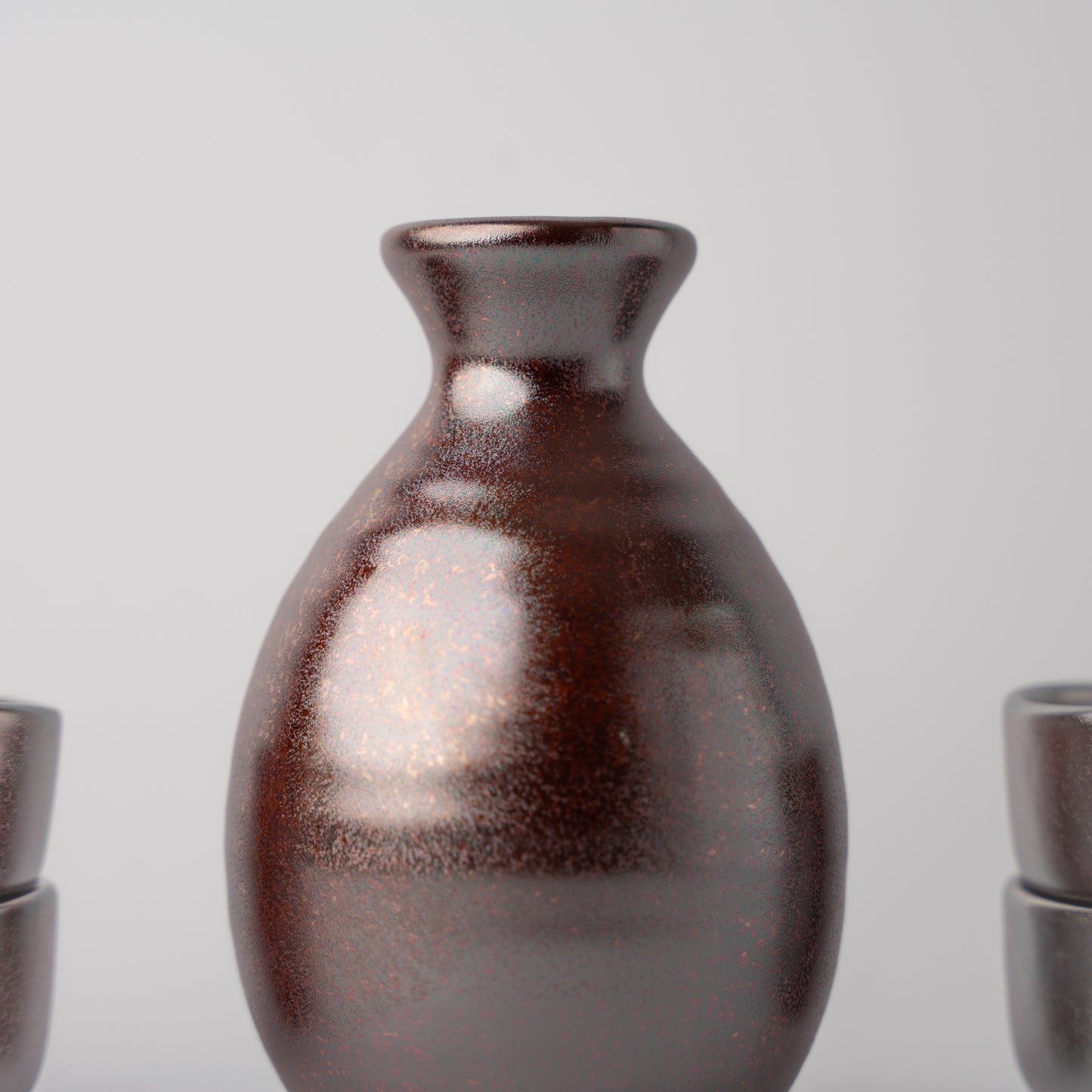 Gift Sake Set for Four 330ml / Bronzed  Red Glaze