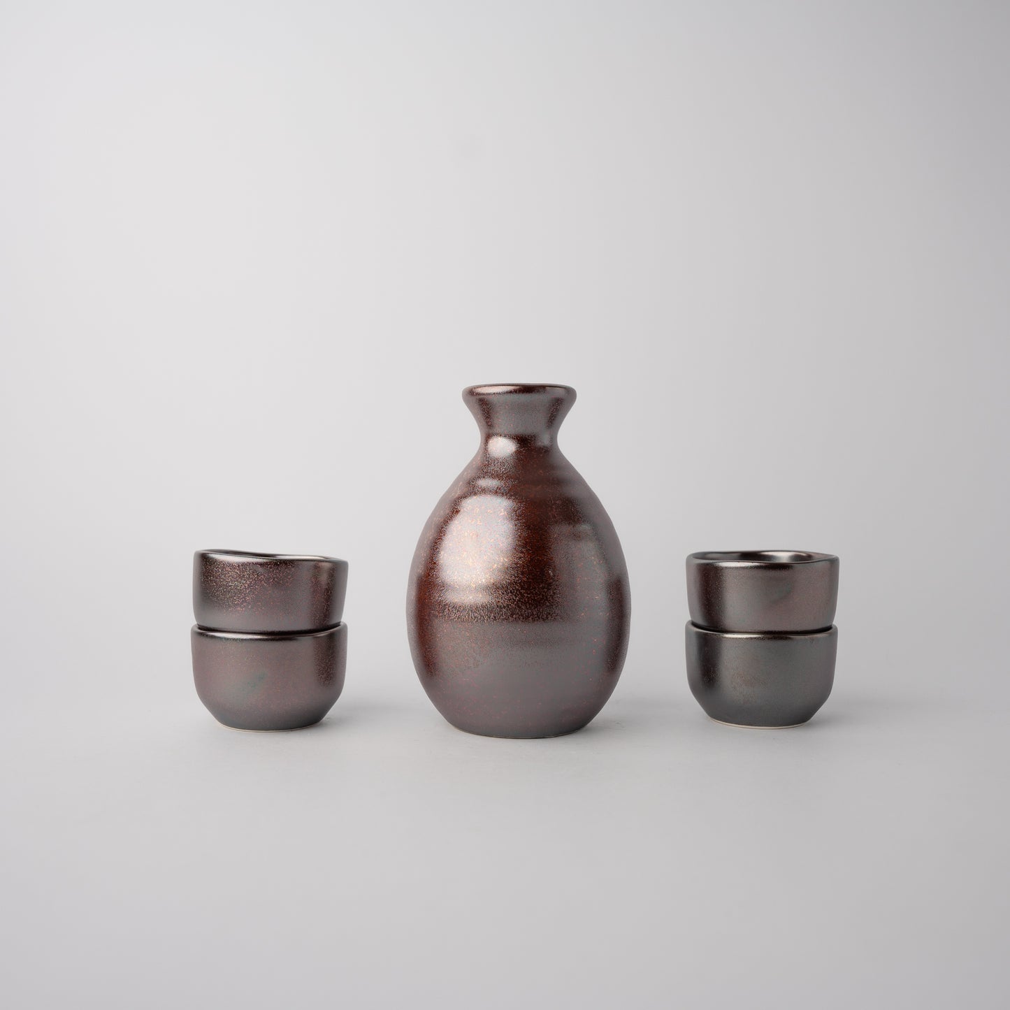 Gift Sake Set for Four 330ml / Bronzed  Red Glaze