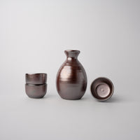 Sake Set for Four 330ml Bronzed Red Glaze