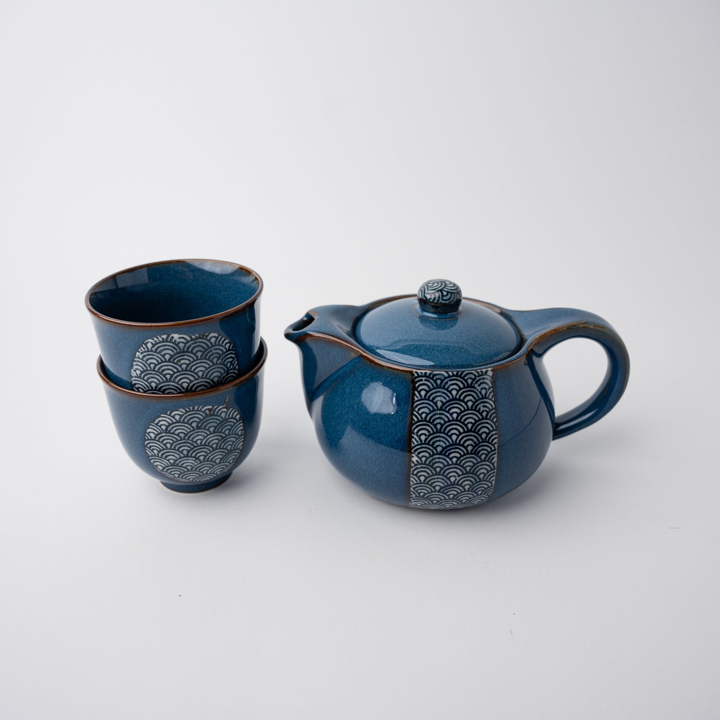 Gift Tea Set for Two 460ml / D Handle Blue Wave Mon