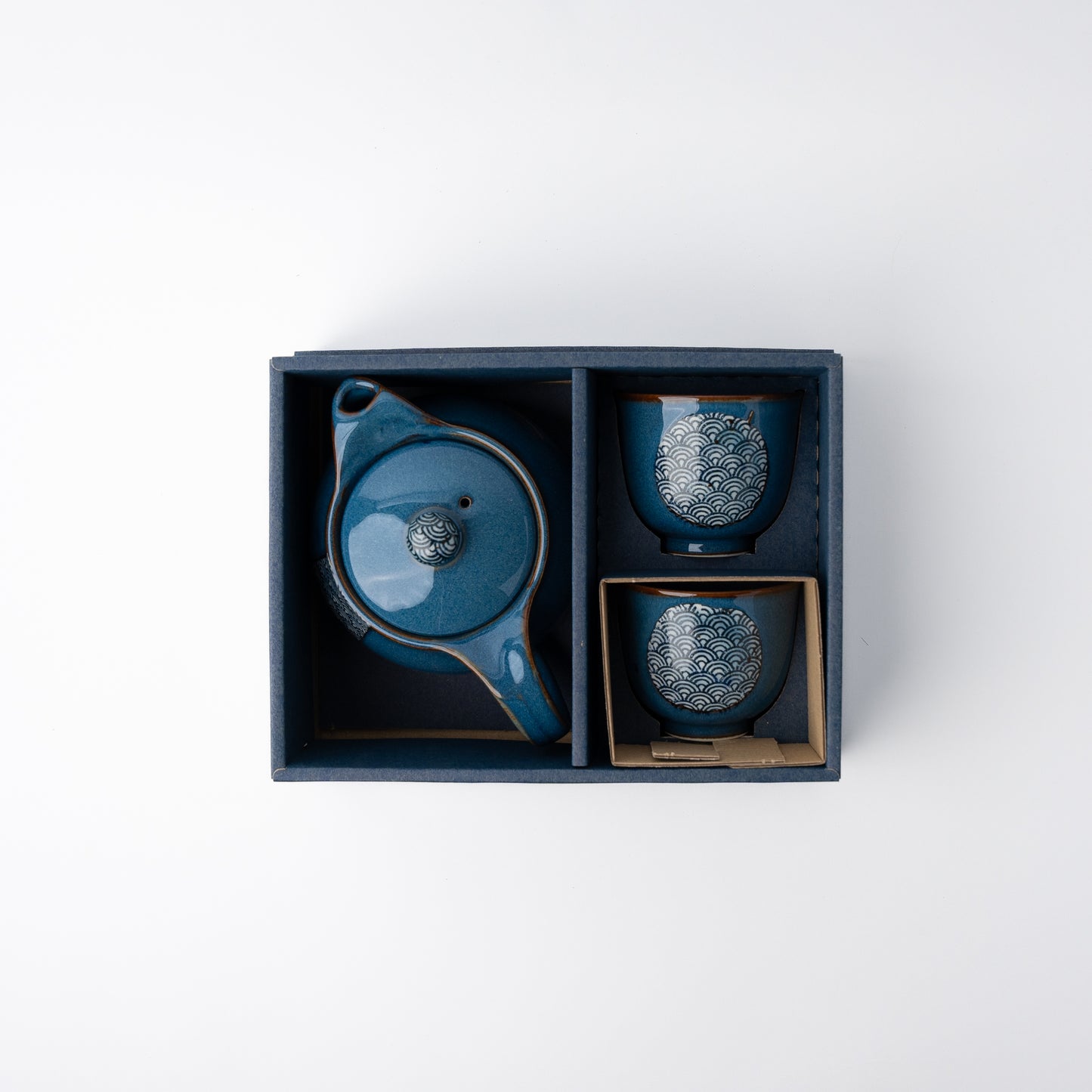 Gift Tea Set for Two 460ml / D Handle Blue Wave Mon