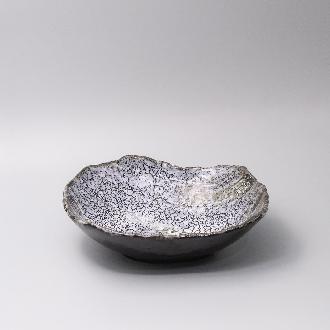 26.5cm ceramic platter shirinami glaze 45 degree angle organic platter