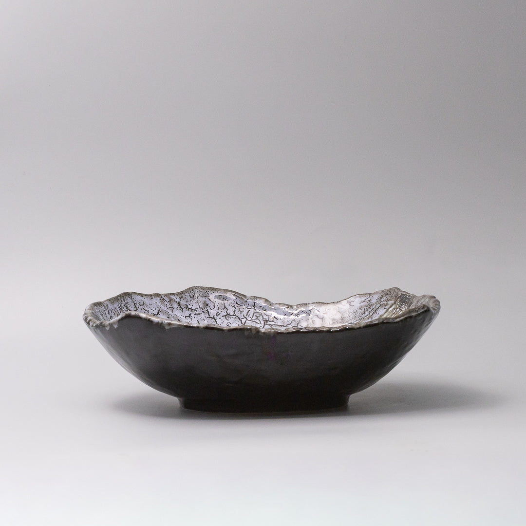 26.5cm ceramic platter shirinami glaze side view profile organic platter