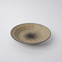 Pasta Bowl Flat Based 20cm Green Converging Line Glaze