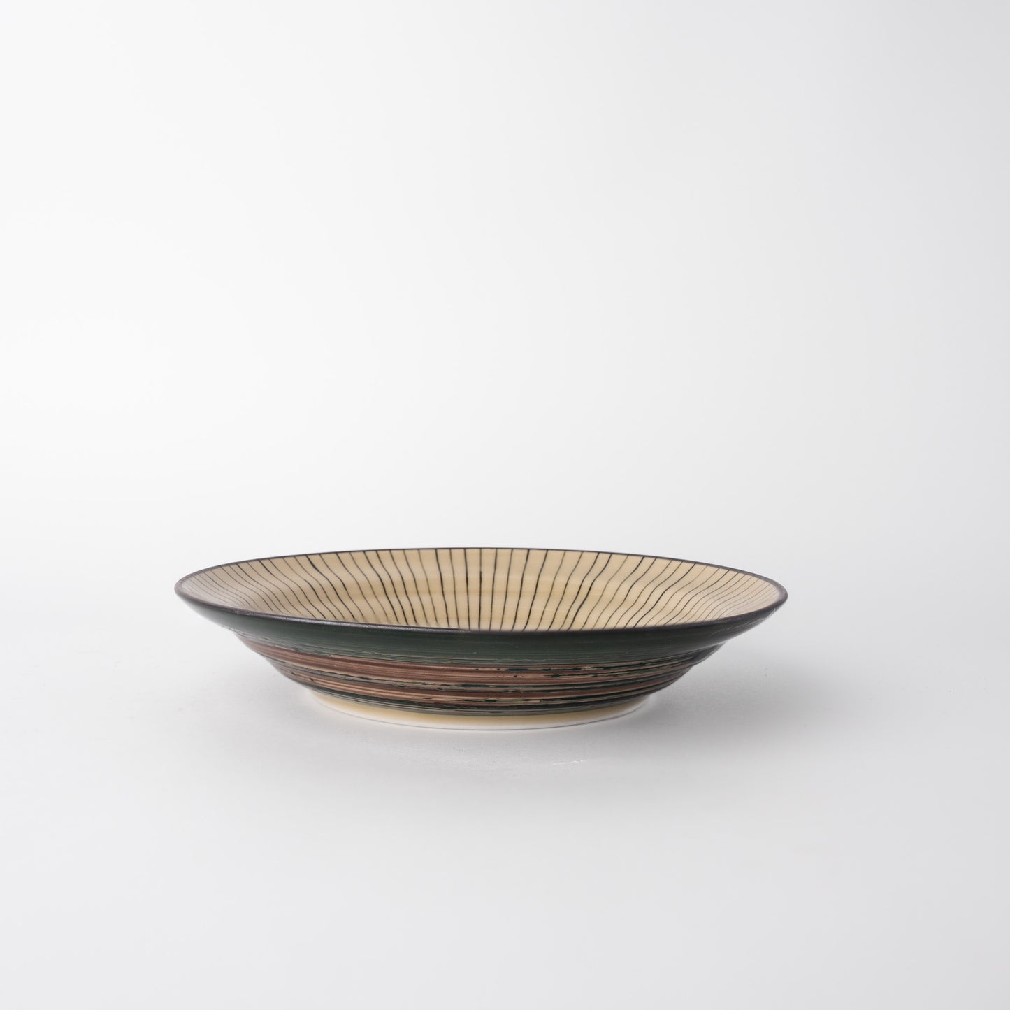 Flat shallow bowl / Dark Green Converging