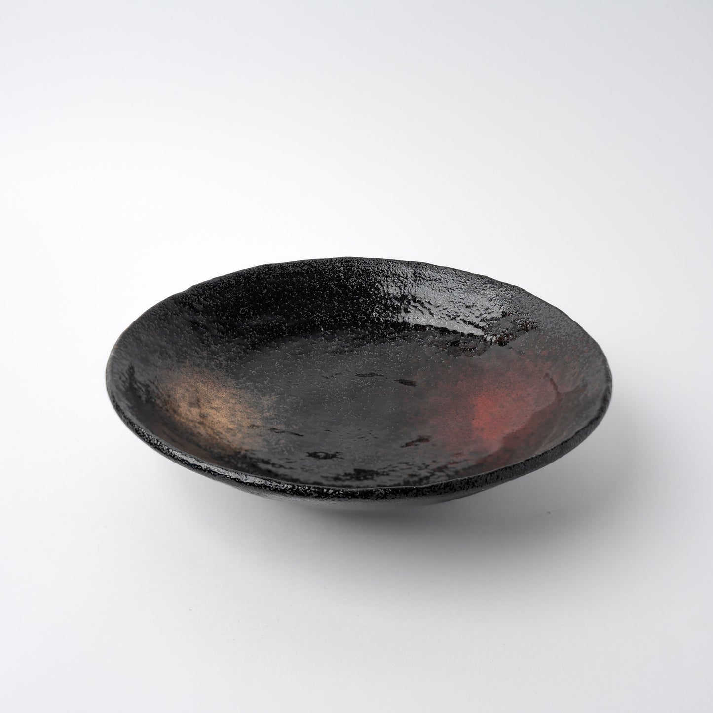 Open Shallow Bowl 24 cm / Black with Orange and Red