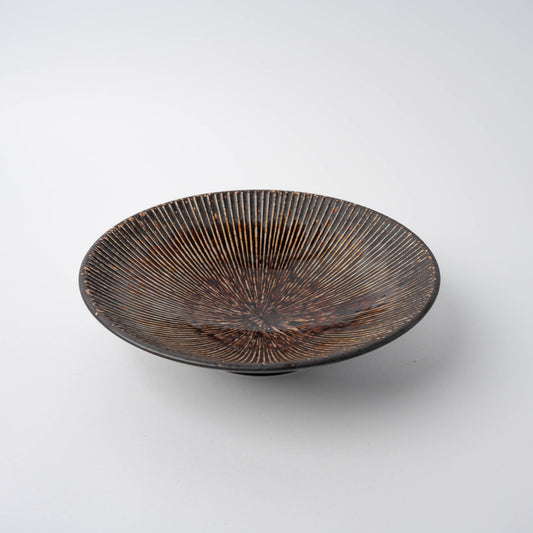 Ramen Bowl 21.4cm / Dark Toffee With White Lines