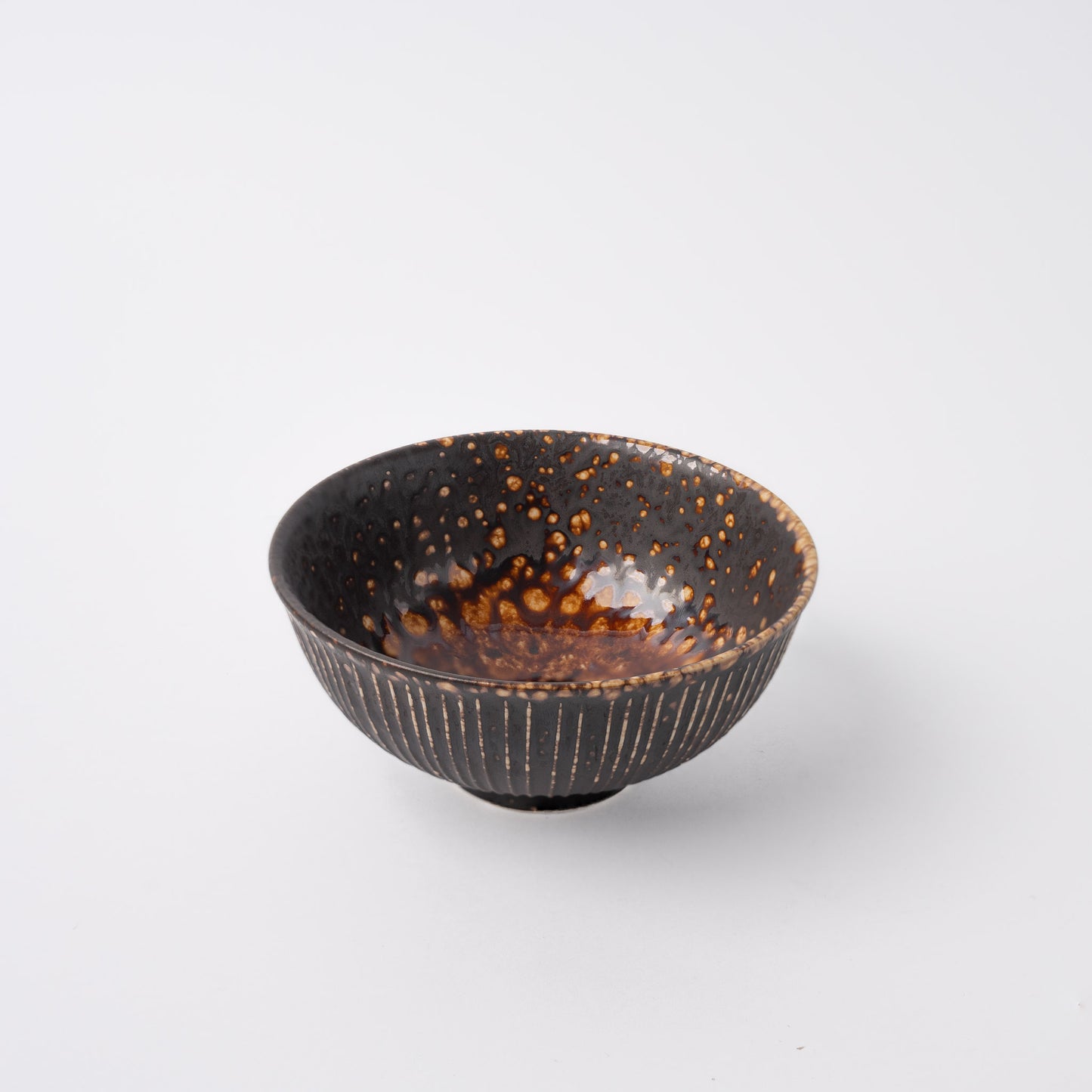 Open Bowl / Dark Toffee with Vertical White Line