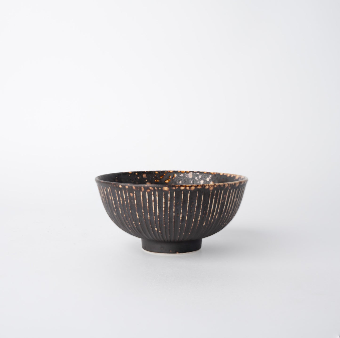 Open Bowl / Dark Toffee with Vertical White Line