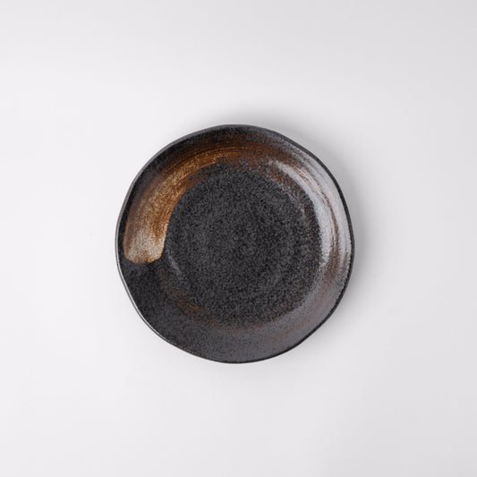 Plate Flat 23cm Brushstroke Black Glaze