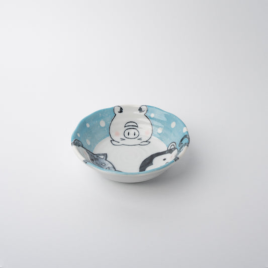 Kids Shallow Bowl 180 ml / Kawaii Blue Glaze / 14 cm