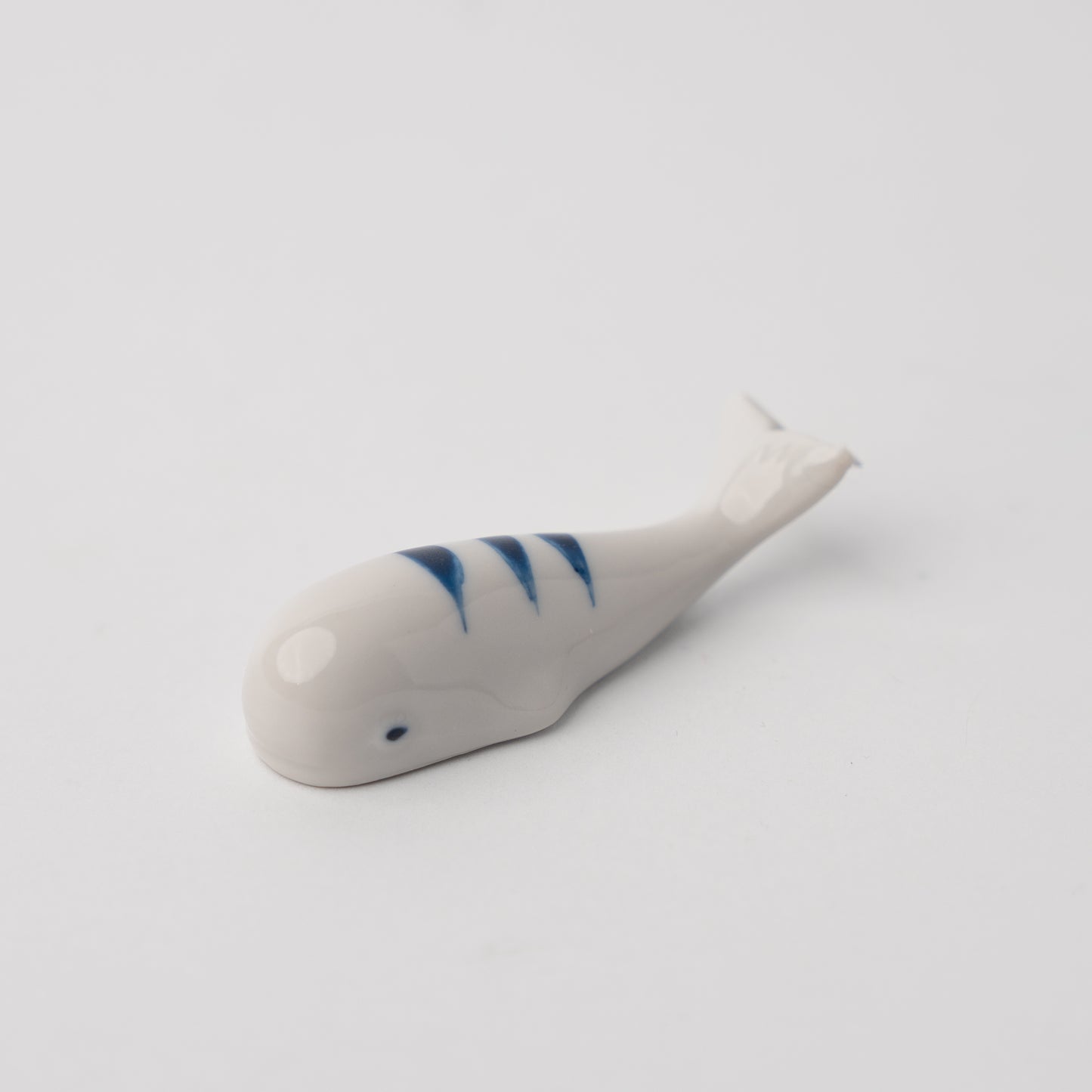 Whale Chopstick Rest / Blue Stripe on White