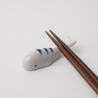 Whale Chopstick Rest / Blue Stripe on White