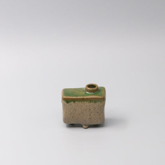 Vase Small Green and Natural Rectangular