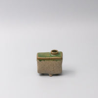 Vase Small Green and Natural Rectangular