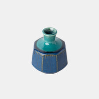 Vase Small Jade & Blue Octagon