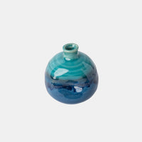 Vase Small Jade & Blue Squashed