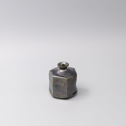 Vase Black Metallic Hexagon