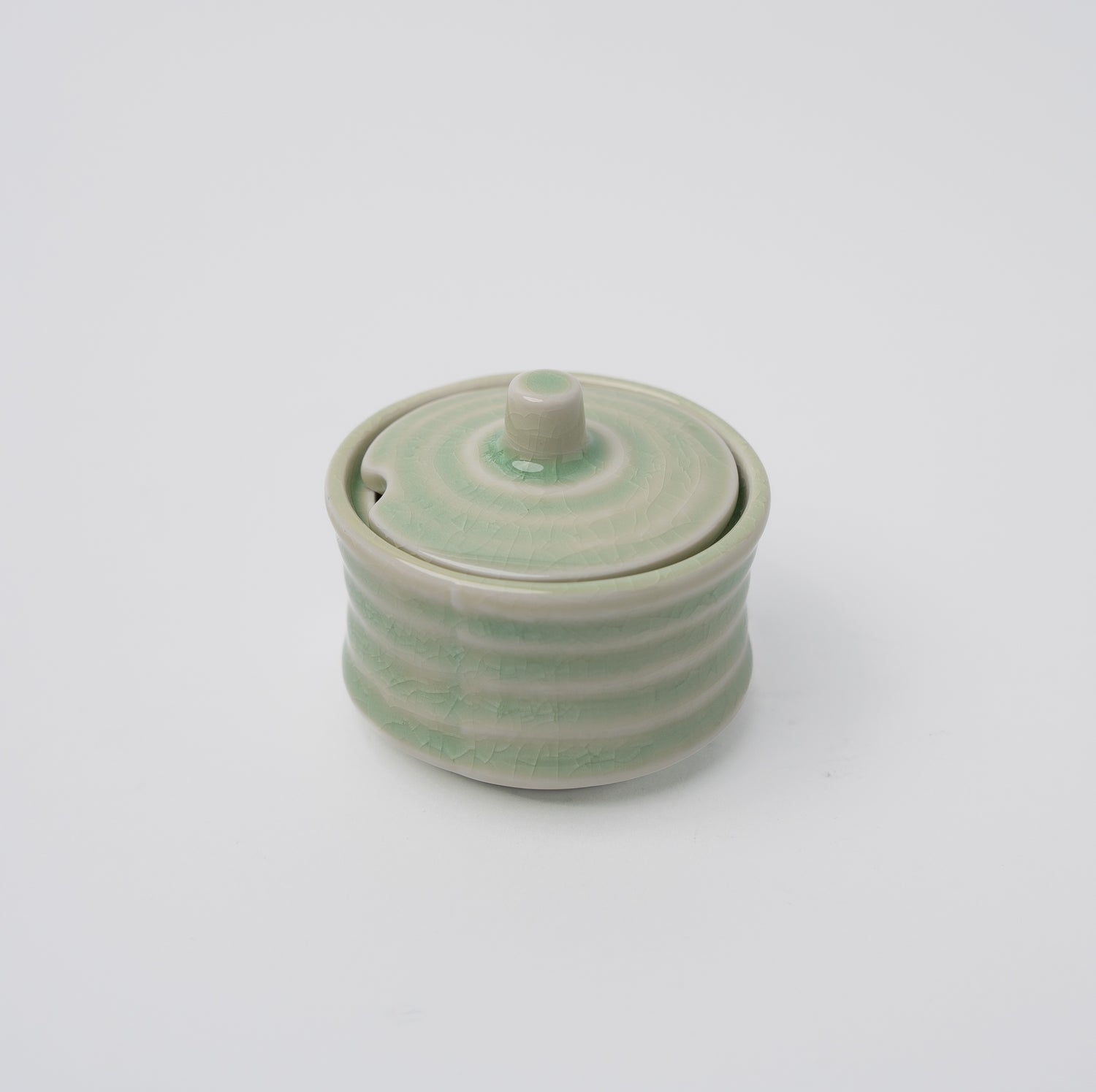 Sugar Pot 5.3cm Ribbed Celadon Glaze
