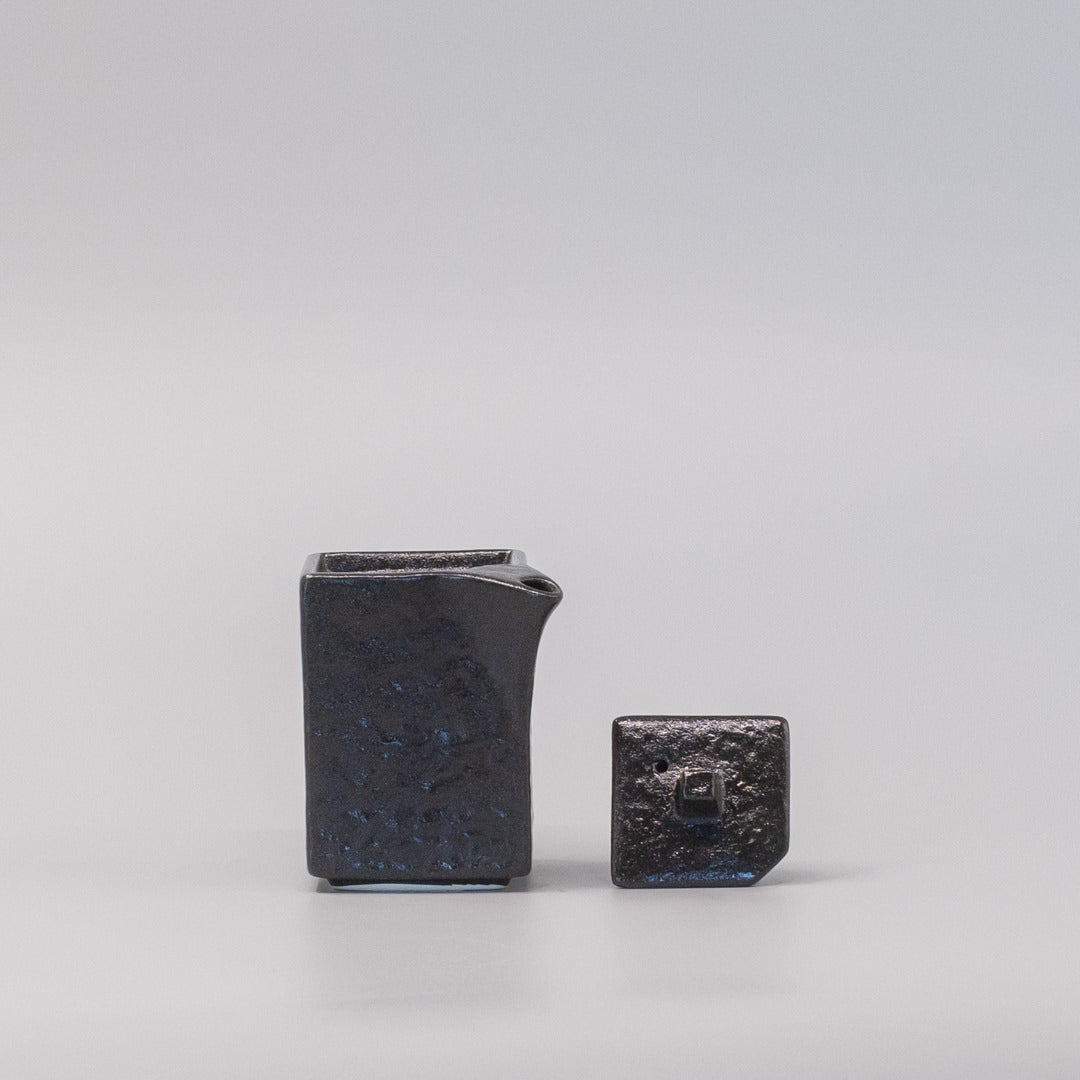 Soy Pot Squared 165ml Textured Black Glaze