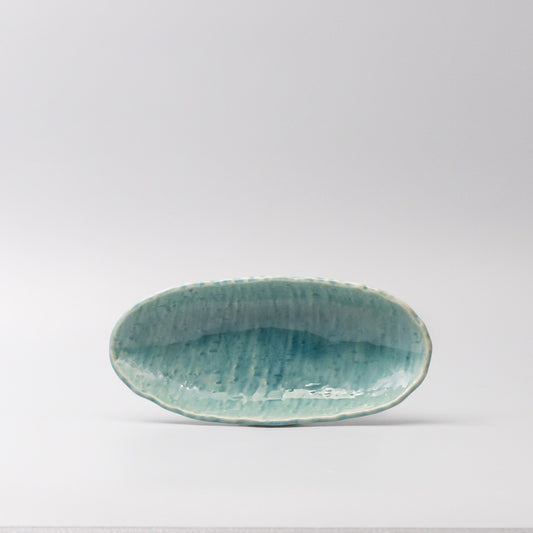 Sushi Plate 21cm Crackle Turquoise Glaze