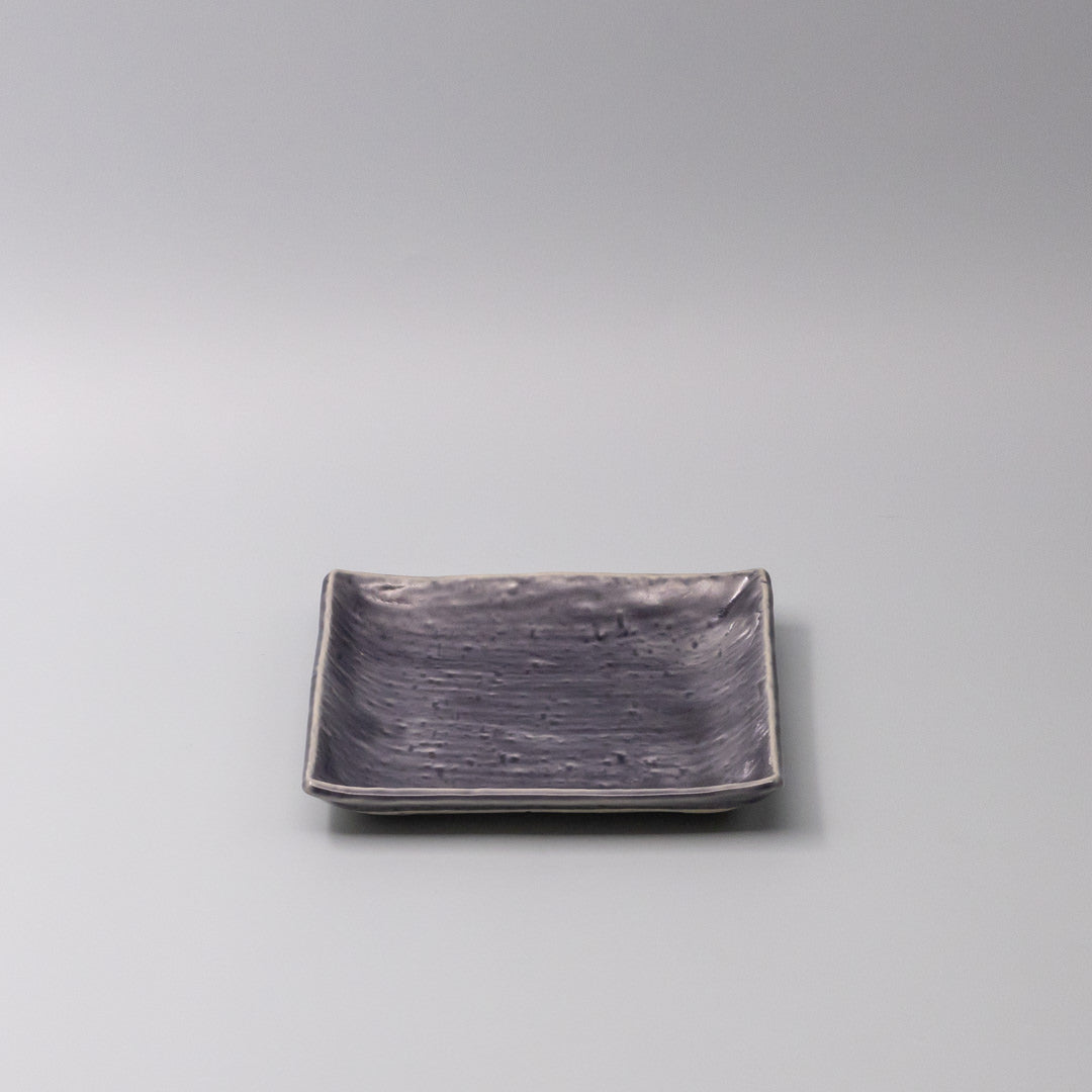 17cm square plate crackle amethyst glaze