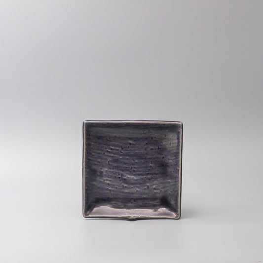 17cm square plate crackle amethyst glaze