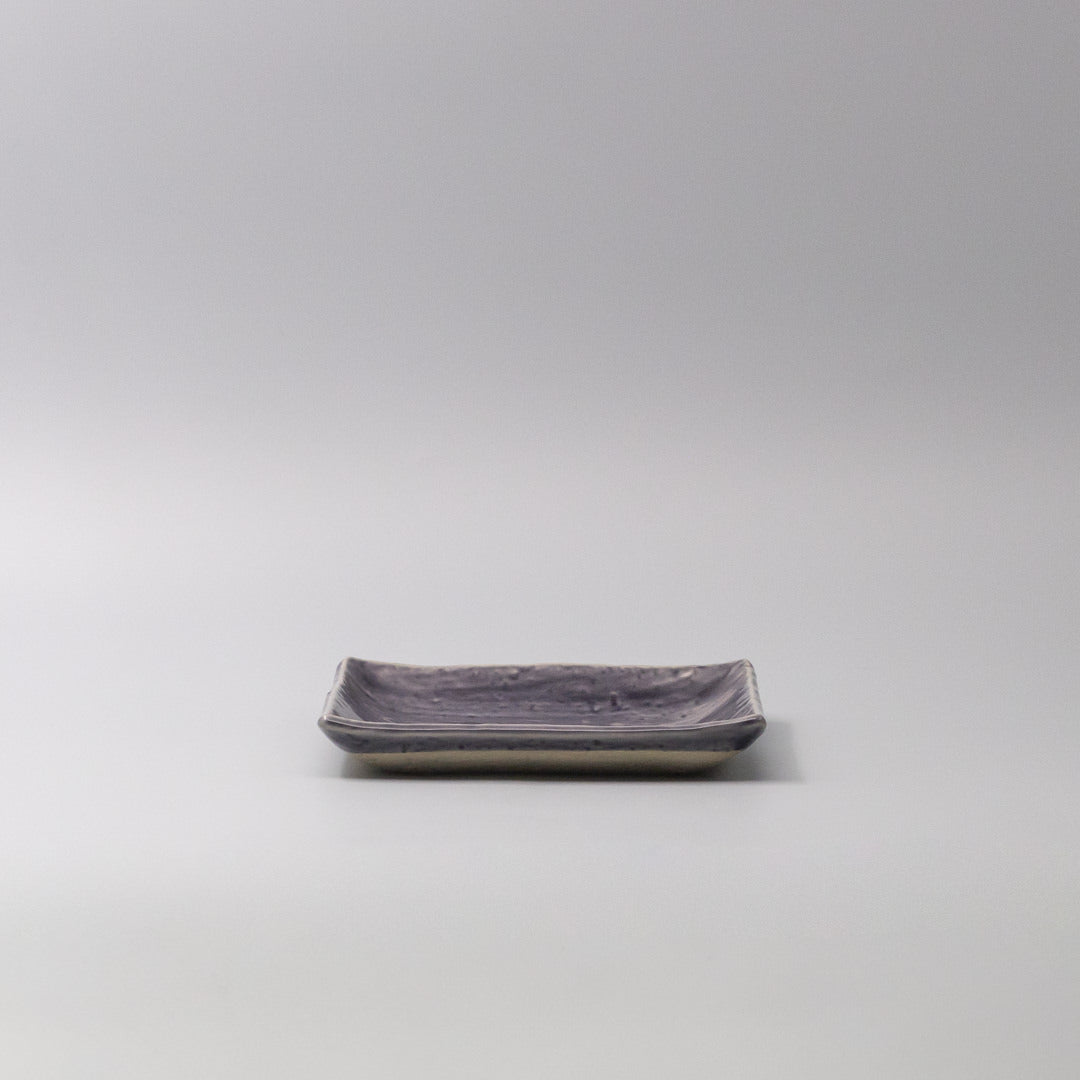 17cm square plate crackle amethyst glaze