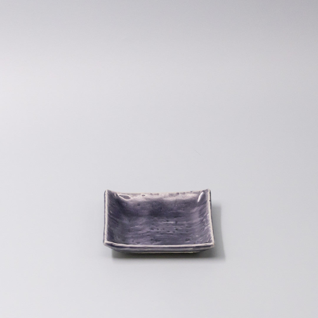 Square Plate 10cm Crackle Amethyst Glaze