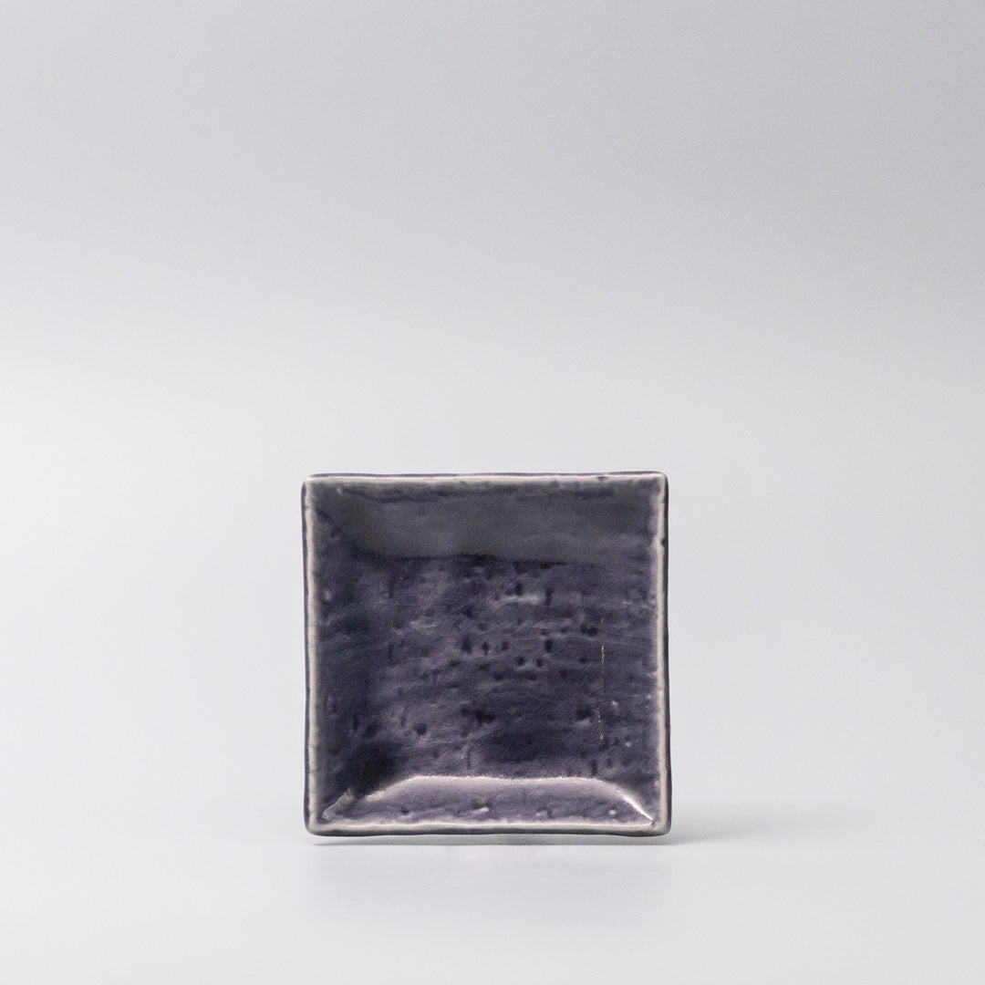 Square Plate 10cm Crackle Amethyst Glaze
