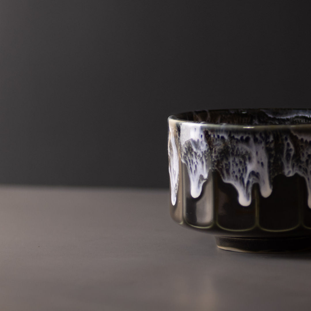 Matcha Tea Bowl 11cm Green with White drip