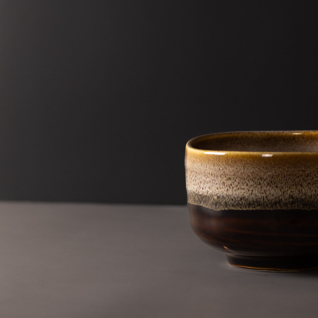 Matcha Tea Bowl 11cm Brown with Milky White