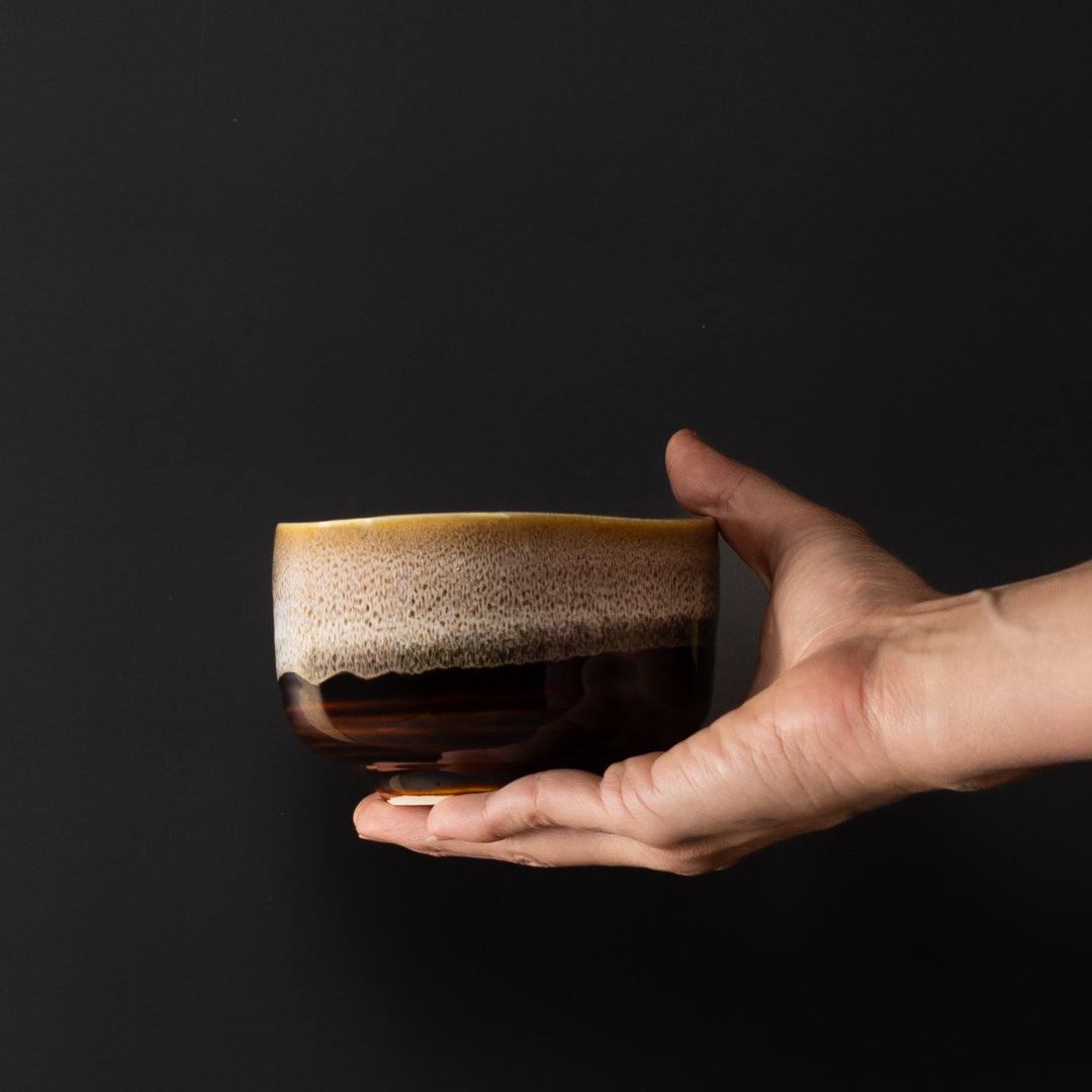 Matcha Tea Bowl 11cm Brown with Milky White