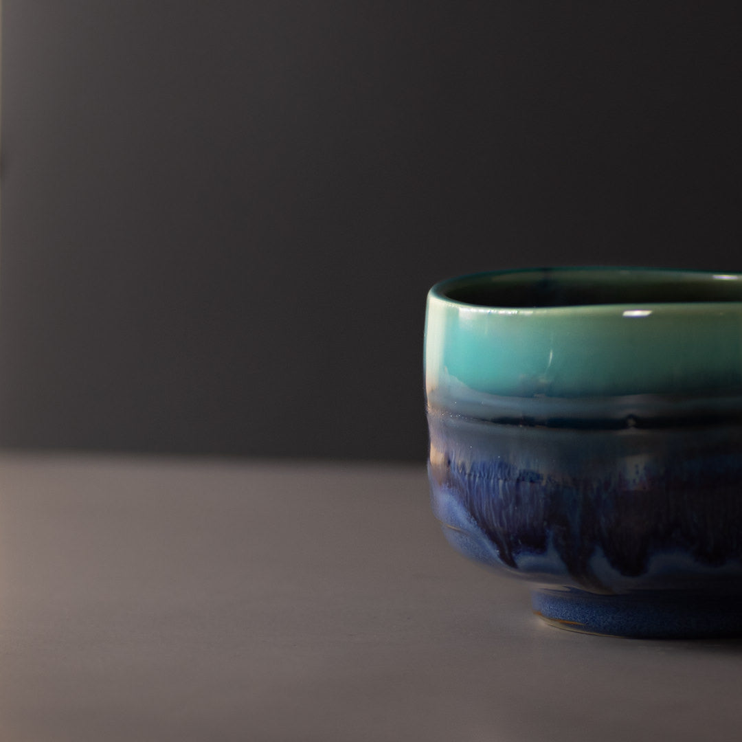 Matcha Tea Bowl 11.5cm Turquoise Drip