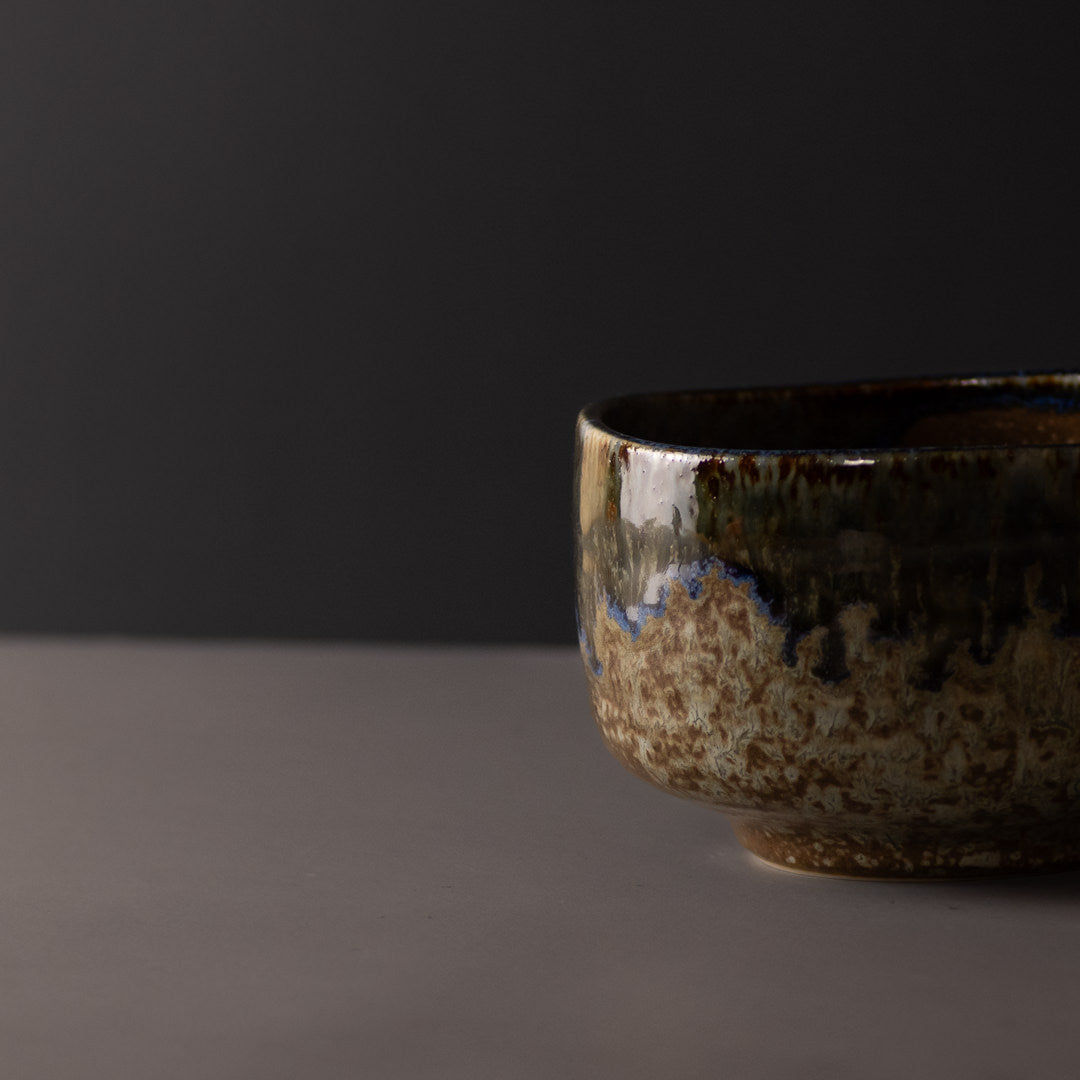 Matcha Tea Bowl 11.5cm Earth with Forest River