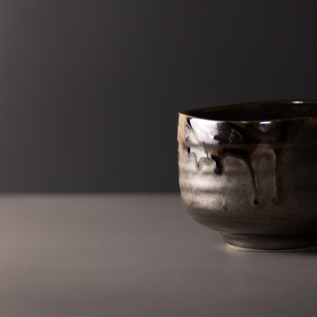 Matcha Tea Bowl 11.5cm Metallic Black