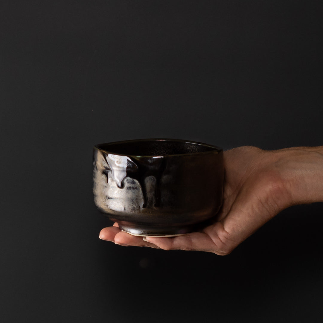 Matcha Tea Bowl 11.5cm Metallic Black