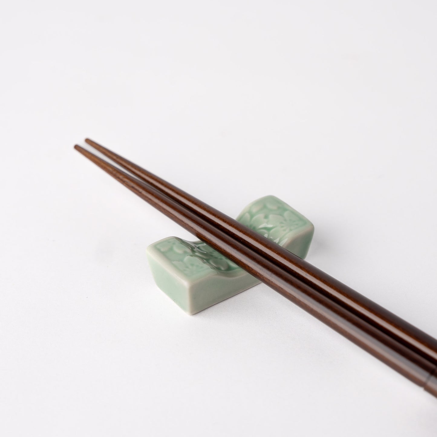 Celadon Chopstick Rest / Embossed Green Glaze / 5 x 2.3cm