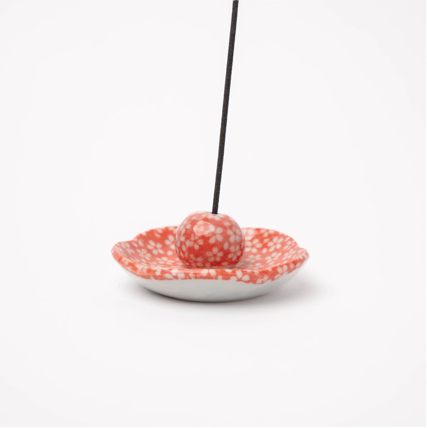 Incense Dish Set 6.5 cm / Red Daisy Glaze