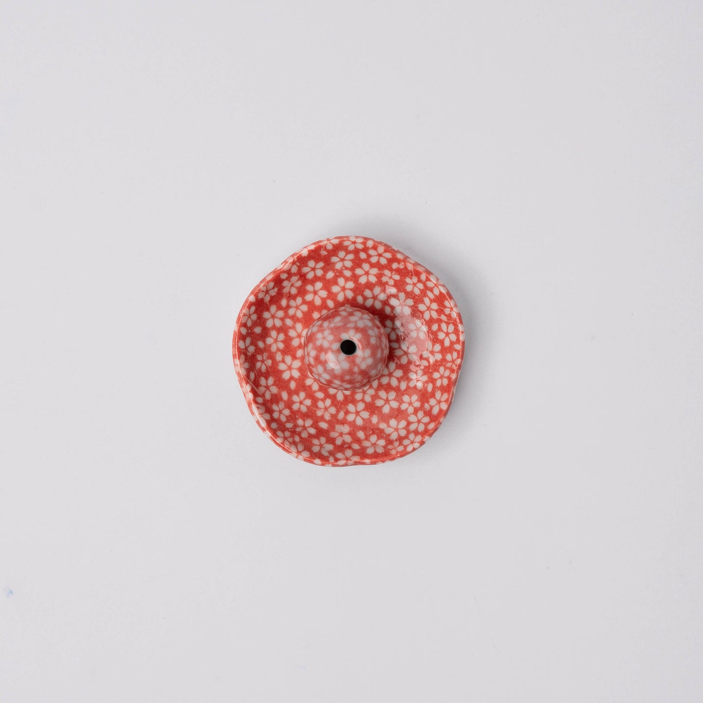 Incense Dish Set 6.5 cm / Red Daisy Glaze