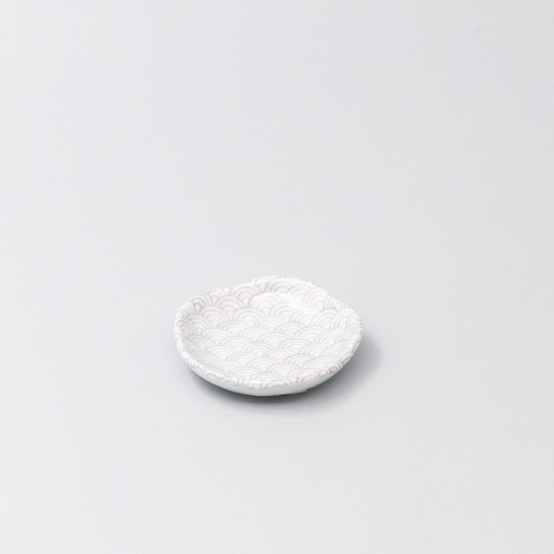 Incense Trinket Plate Grey Wave Design