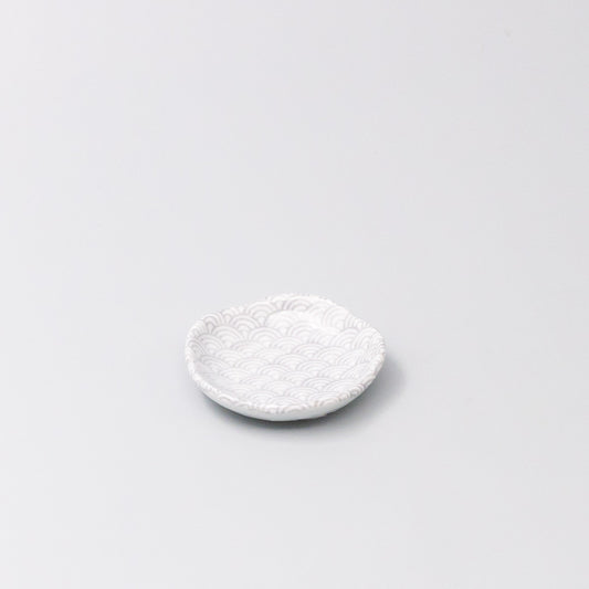 Incense Trinket Plate Grey Wave Design