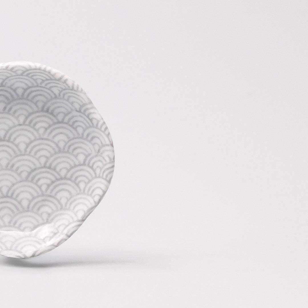 Incense Trinket Plate Grey Wave Design