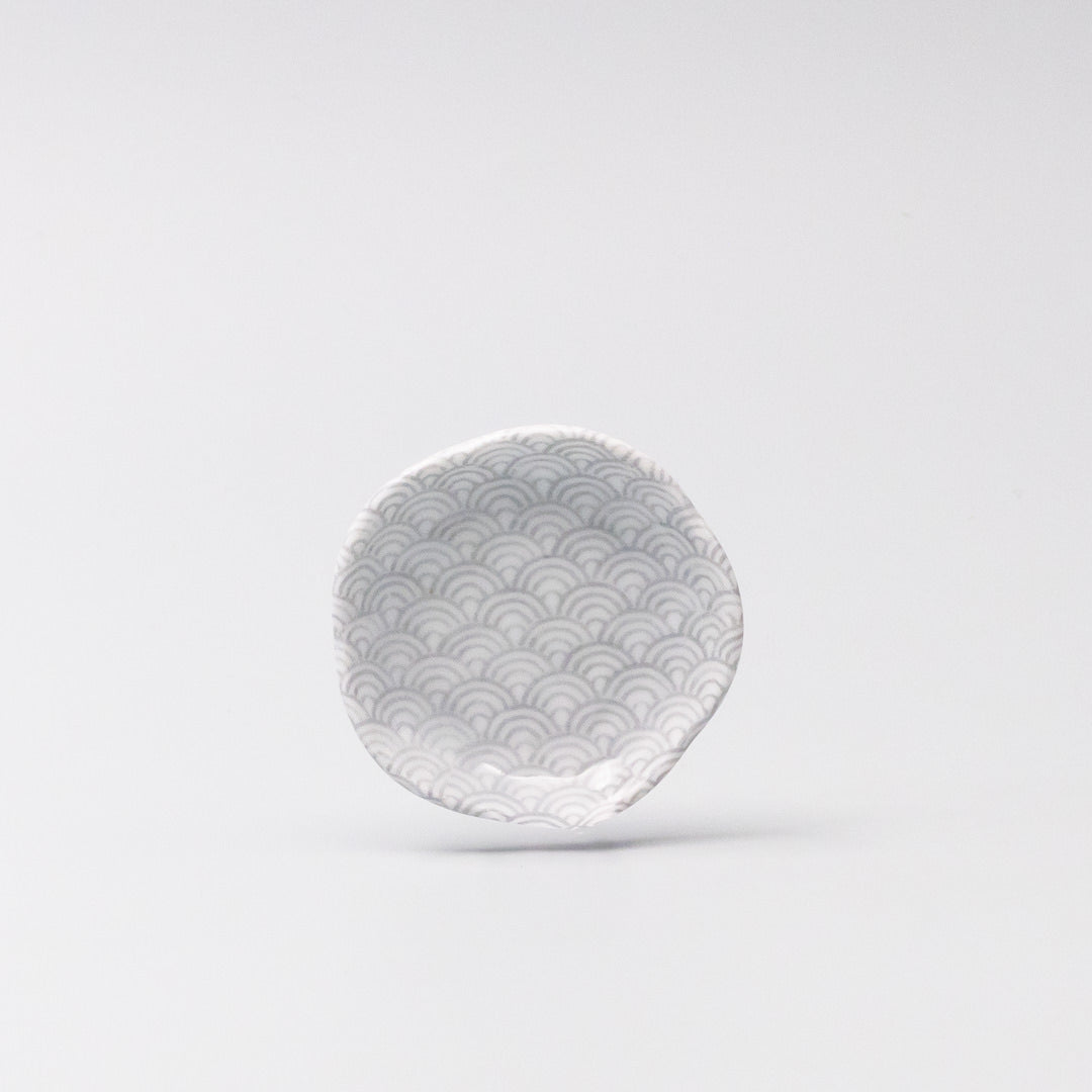 Incense Trinket Plate Grey Wave Design