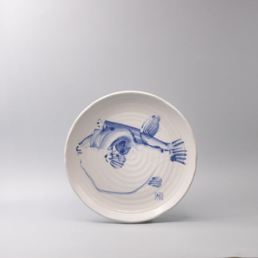 Close up of blue Fugu artwork detail