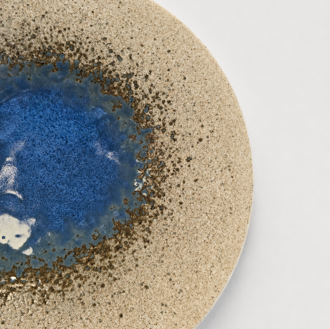 Dinner Plate 24cm Bright Blue Puddle Glaze